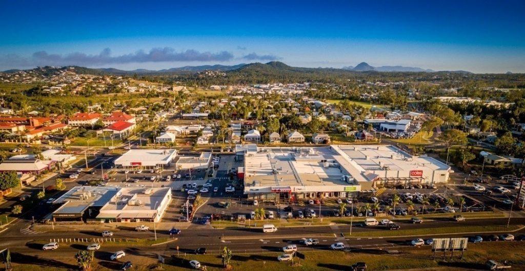 Aerial view of Keppel Bay Plaza, a neighbourhood essential retail located in Yeppoon.